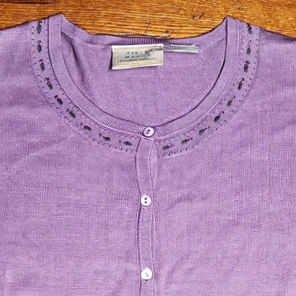 VTG Field Manor Silk Blend Cardigan Size L Color lavender 💜 - Picture 2 of 15